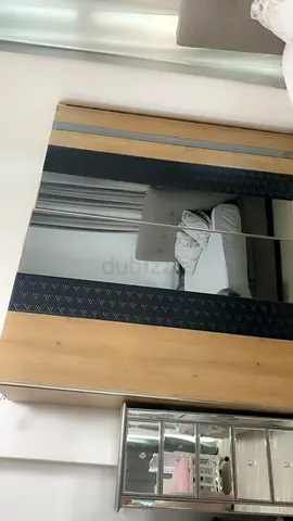 Large Sliding Wardrobe with Mirror Panels - Light Wood Finish - Drawer -clothes- 2 doors -clothing