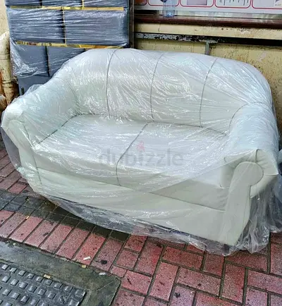 Comfortable 2 Seater White Faux Leather Sofa