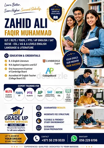 English Language Teaching Professional (IELTS, TOEFL, SAT, IGCSE, AS, A,  GE Trainer