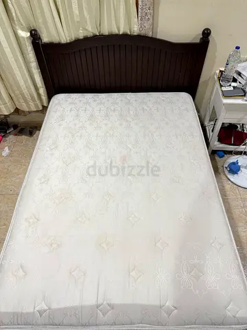 POTTERY BARN double  wooden bed frame with mattress - good condition
