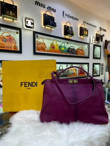 Fendi Dark Purple Goatskin Peekaboo Iconic Satchel Bag (Authentic/PreOwned)