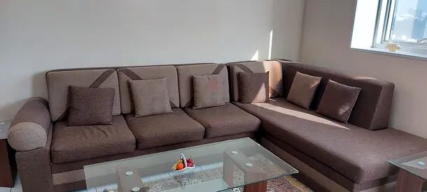 SOFA, L shape, 6 seater ( good condition) Dhs 1200/- ( Rolla Sharjah)