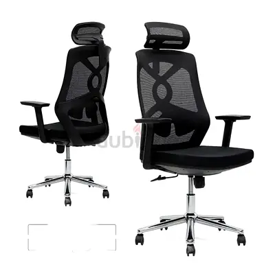 Ergonomic Mesh Office Chair with Headrest - Adjustable Armrests  Lumbar Support