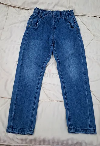 Childrens elastic waist denim jeans - blue, good condition