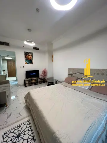 للايجاراستديو مفروش  بعجمان بفرش نظيف ومرتب _ الراشديه 1 _ ابراج الواحه _  شامل جميع الفواتير والانترنت _  مفروش بالكامل بأثاث أنيق