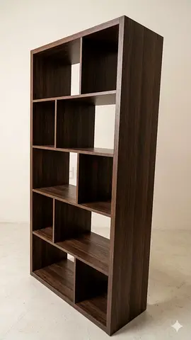 Custom Architectural Bookshelf / Room Divider – Black Open Grain Veneer