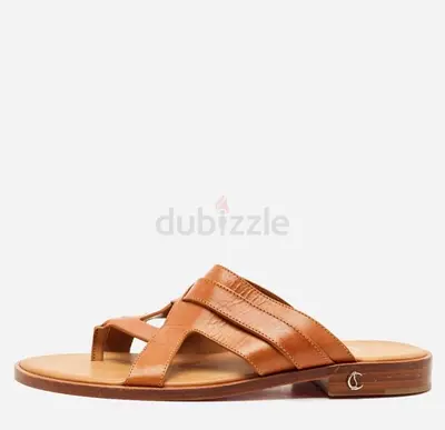Authentic Christian Louboutin Brown Leather Sinouhe Thong Flat Sandals Size 44