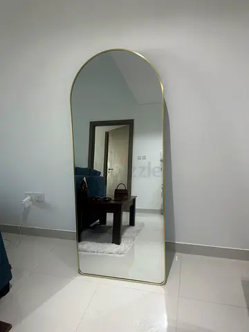 Full-Length Arched Gold Framed Mirror - Floor Leaner