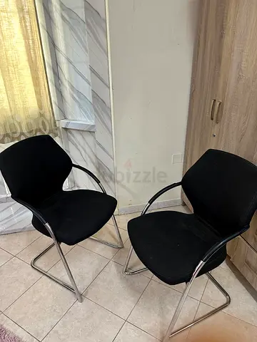 Set of 2 Black Fabric Visitor/Meeting Chairs with Chrome Frame