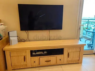 Solid Wood TV Entertainment Unit - Light Oak Finish