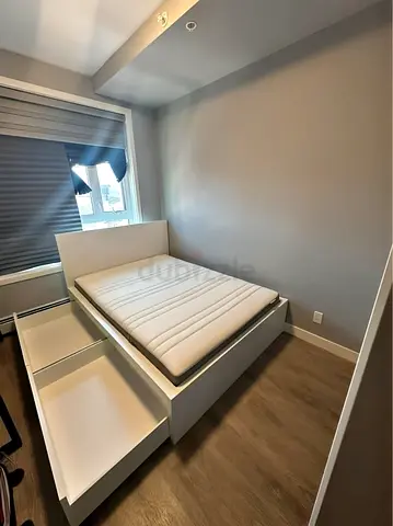 Ikea Queen White Malm bed frame with Ikea Queen Mattress