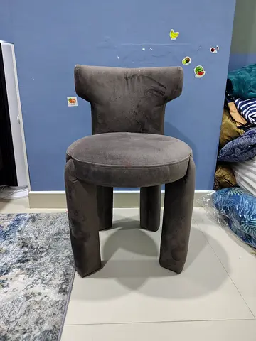 Grey velvet chair / bespoke dining chair - good condition