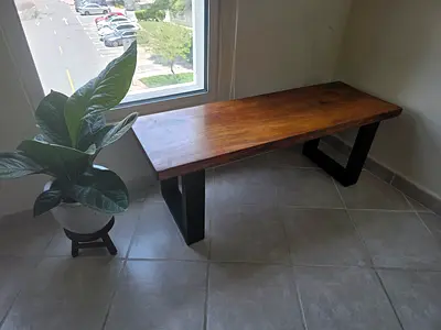 Solid Wood Bench with Metal Legs 120cm