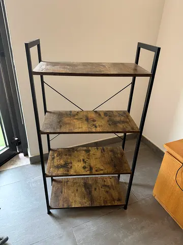 Modern Industrial Style 4 Tier Bookcase