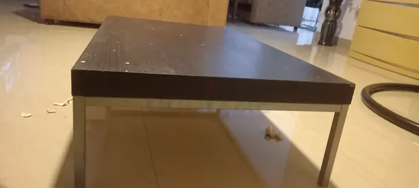 Low modern coffee table with metal legs - good condition