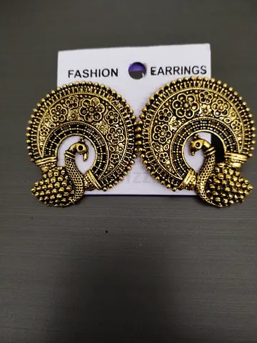Antique Gold Peacock Stud Earrings