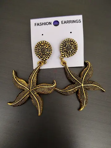 Gold-tone Starfish Dangle Earrings - Fashion Jewelry