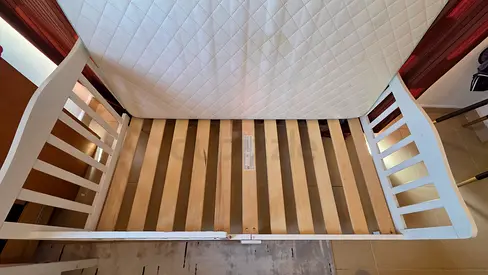White Wooden Baby Crib with Mattress