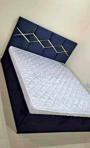 Queen size bed frame with metres - dark blue