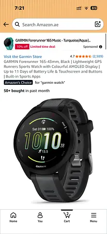 Garmin Forerunner 165 GPS Sports Watch - Black ( Swap with apple watch prefer 10 up series or ultra