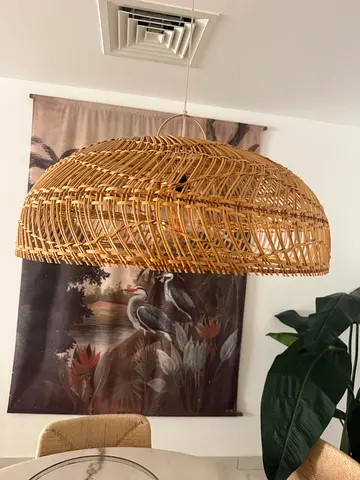 Handmade bohemian from Bali - Large woven rattan pendant light / hanging lamp