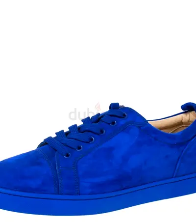 Authentic Christian Louboutin Cobalt Blue Suede Louis Junior Sneakers Size 43.5