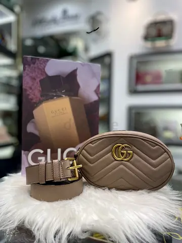 Gucci Nude Pink Marmont Matelassé Leather Belt Bag (Authentic/PreOwned)