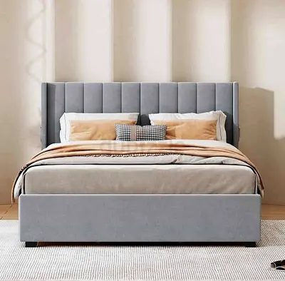 Modern King size Bed with metres (Grey)