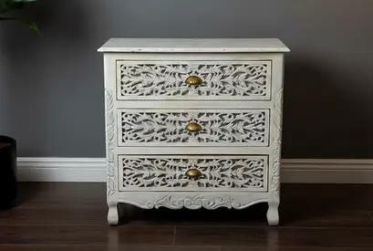 Carved 3-Drawers Wooden 90x44 cm Height 90 cm