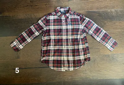Long Sleeve Red Plaid Button-Down Shirt - For kids aged 5 (Kids/Youth)