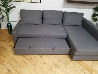 Grey L-shaped Sofa with Under-seat Storage