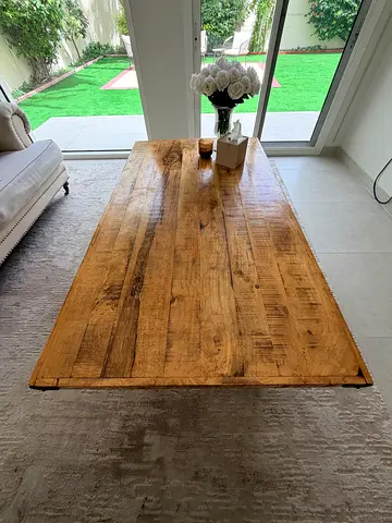 SOLID ACACIA WOOD COFFEE TABLE RUSTIC RECLAIMED VINTAGE ANTIQUE DISTRESSED EXCELLENT CONDITION