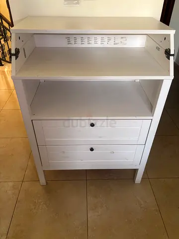 White Wooden changing table/Nightstand with drawers