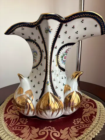 Vintage China Porcelain Decorative Vase with Gilded Gold Accents