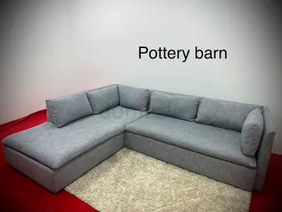 As good as new pottery barn grey color lshape sofa