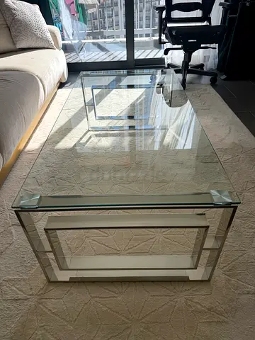 Glass and Metal Coffee Table - Modern Rectangular