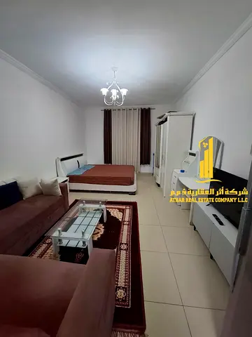 A golden opportunity! Luxurious, fully furnished studio apartment for monthly rent in Al Yasmin Towers, Al Jurf 2, Ajman ✨
