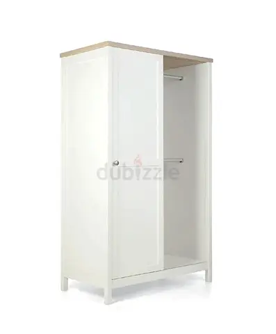 White Wooden Wardrobe / Armoire with Hanging Rail - Good Condition-Mamas and Papas