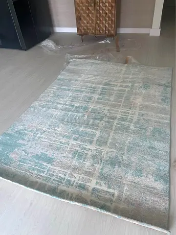 Turkish Light Blue and White Rug - 150 x 215