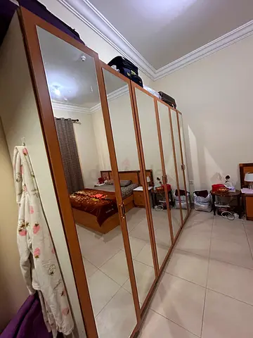 Large Wooden Mirrored Wardrobe - Good Condition