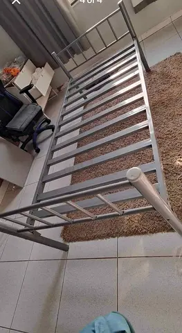 Sturdy Silver Metal Single Bed Frame