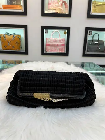 Fendi Black Cloth Fabric Clutch Bag (Authentic/PreOwned)
