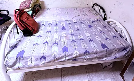 Metal Double Bed Frame with Mattress - Used, Good Functional Condition
