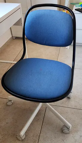 Ikea Blue Office Task Chair on Wheels — Compact and Clean