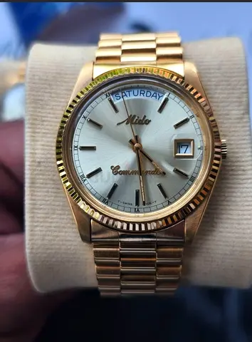 Mido Commander Gold-tone Day-Date Wristwatch - Preowned