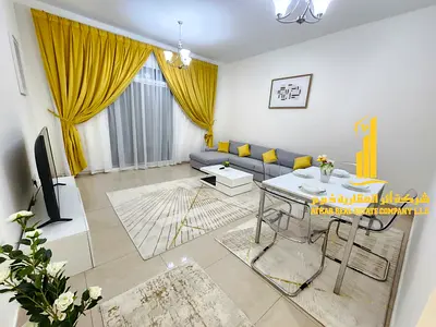 Beautiful furnished one-bedroom apartment with new furniture for monthly rent in Ajman - Al Bustan - Liwara