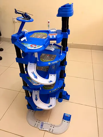 Blue Multi-Level Car Ramp Toy / Track for Small Cars/ Garage Toy/ Parking Station