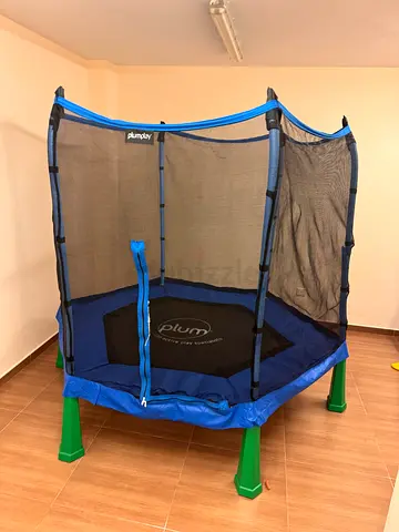 Childrens Indoor Trampoline with Safety Net (Blue) - Good Condition