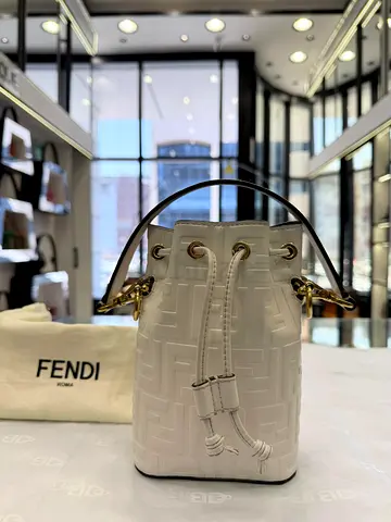 Fendi Mon Tresor Mini White Zucca Bucket Bag (Authentic/PreOwned)