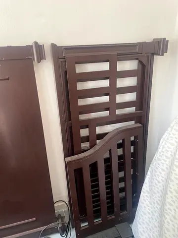 Dark Wood Baby Crib - Disassembled (Good Solid Condition) with mattress